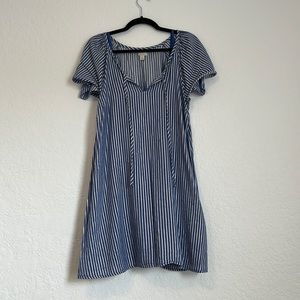 Costal Hinge Metallic & Blue Stripe Dress